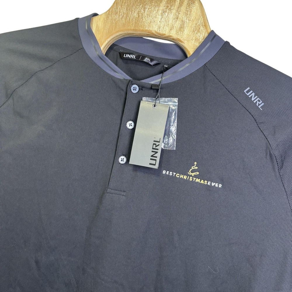 UNRL Condor Polo Shirt Mens 2XL Black Best Christmas Ever Performance Stretch